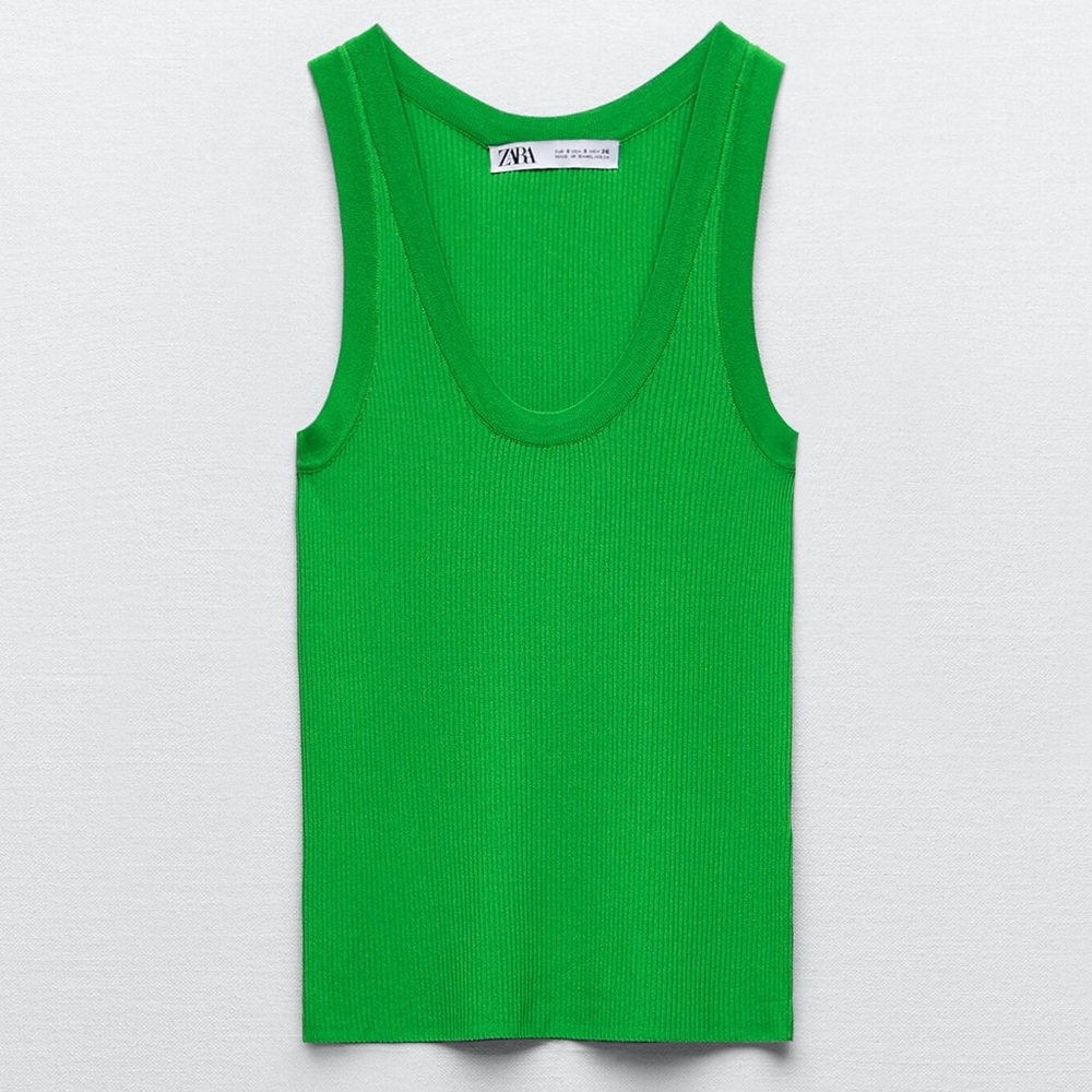 Zara Ribbed Green Tank Top